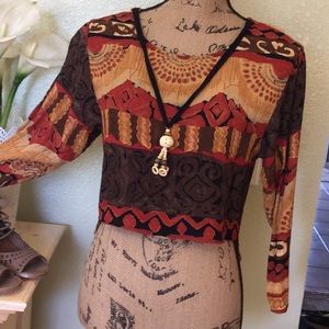 Crop Brown brick color decor top